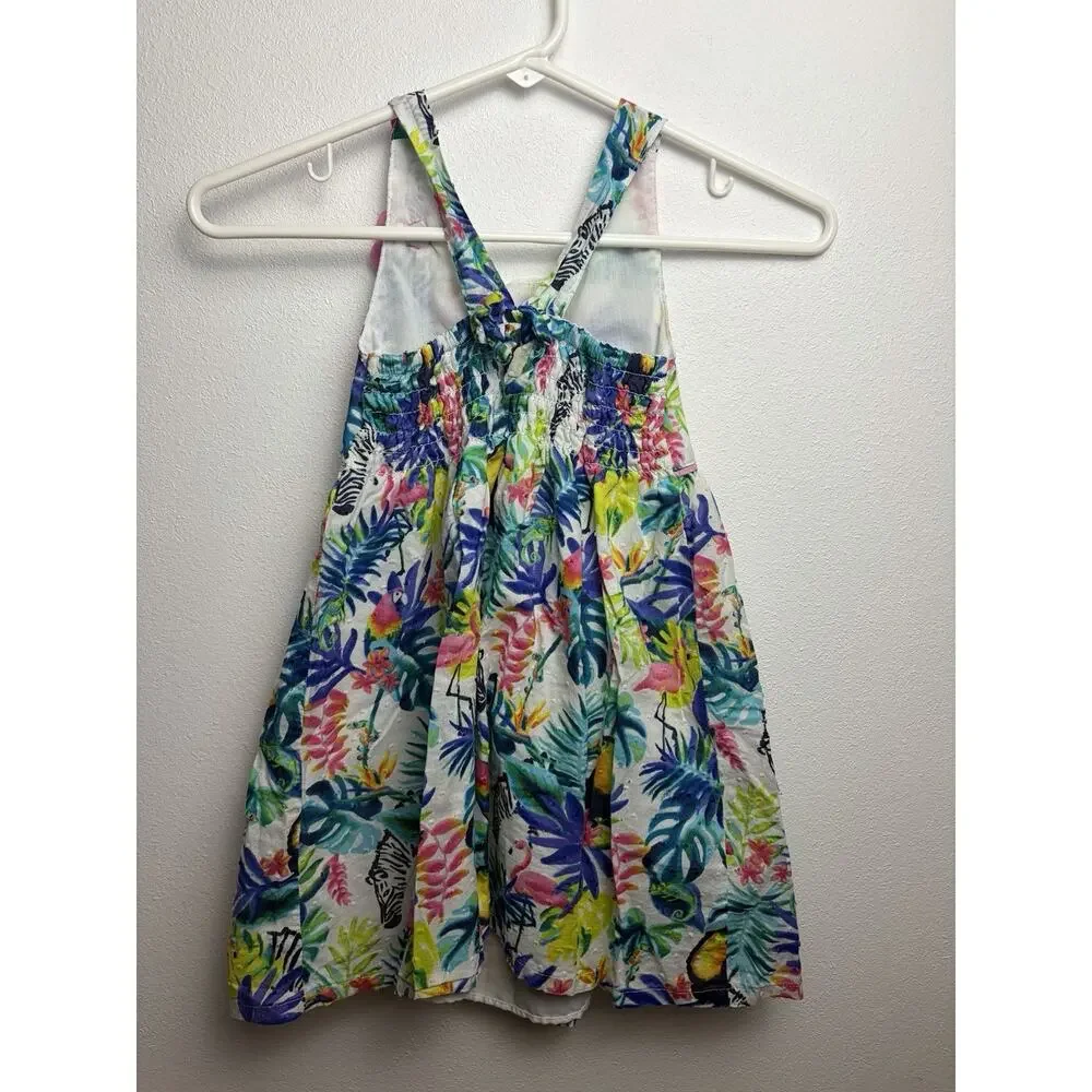 Penelope Mack Girls 5 Tropical Jungle Dress Flamingo Zebra Parrot Cotton
